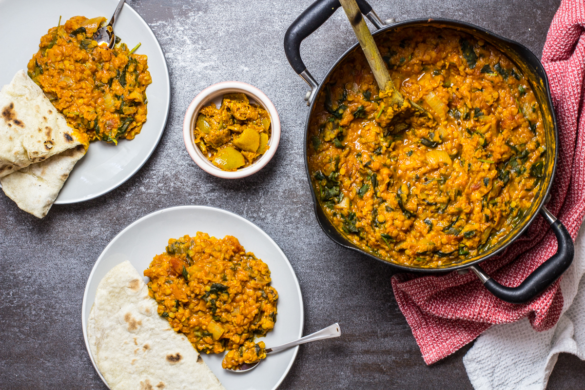 Spicy Lentil Curry with Spinach