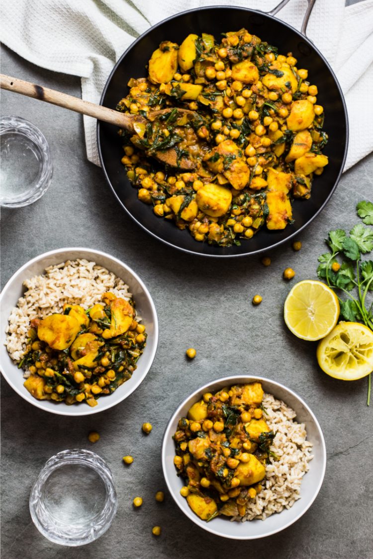 Potato, Chickpea and Spinach Curry. Recipe and Food Photography by Shika Finnemore, The Bellephant