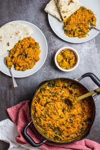 Spicy Lentil Curry with Spinach. Recipe and Food Photography by Shika Finnemore, The Bellephant